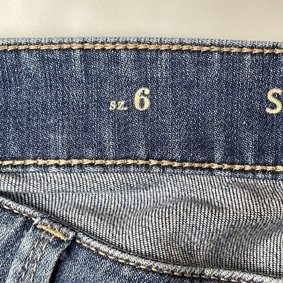 WHBM Jeans Womens 6 Straight Blue 2-Tone Multi‎ Wash Hi Low Raw Hem Cotton Blend - Picture 12 of 15